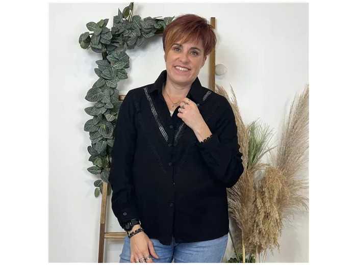 k758- Blouse coton Broderie (T36-T40) (noir)