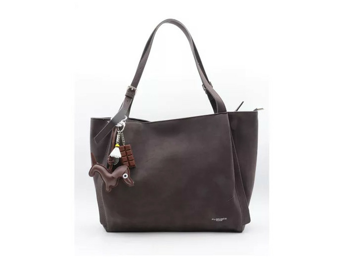 P401-Sac Shopping aspect daim Flora & Co (gris)