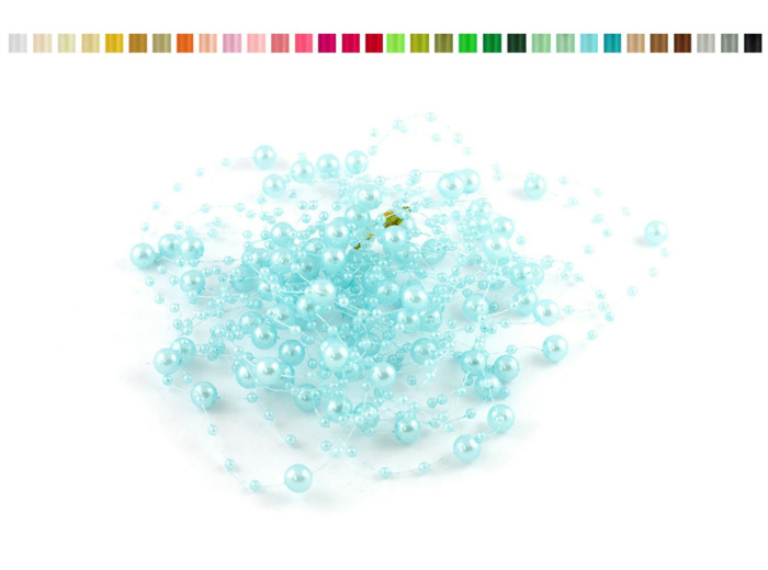 Lot de 5 guirlandes de perles de 1,30m de long chacune bleu ciel