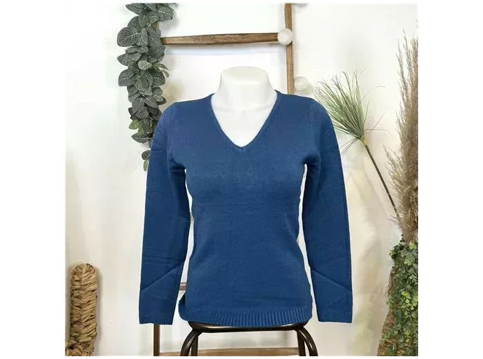 Y248- Pull Laine Cachemire "Tricotonic" (les T36&40) (bleu pétrole)