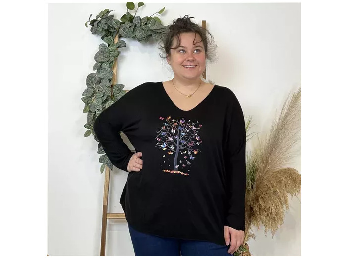 K823- Pull tunique "Arbre de vie" 🇮🇹 (noir)