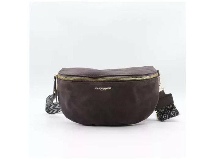 P392- Banane aspect Daim Flora & Co, sangle fantaisie (gris)