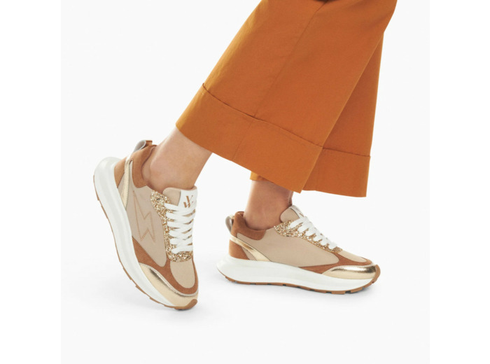 Baskets éclair beige et or à semelle oversize - Esther Vanessa Wu