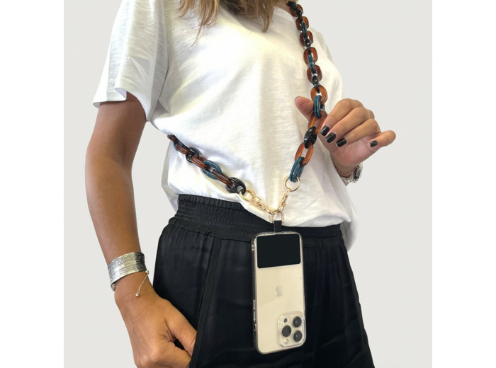 Chaine grosse maille avec pad universel - serie RIO - MIEL&BLEU -1.2M