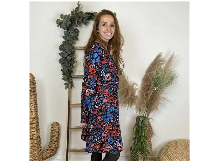 L665- Robe By One "Bouquet" (T36-T40) (noir)