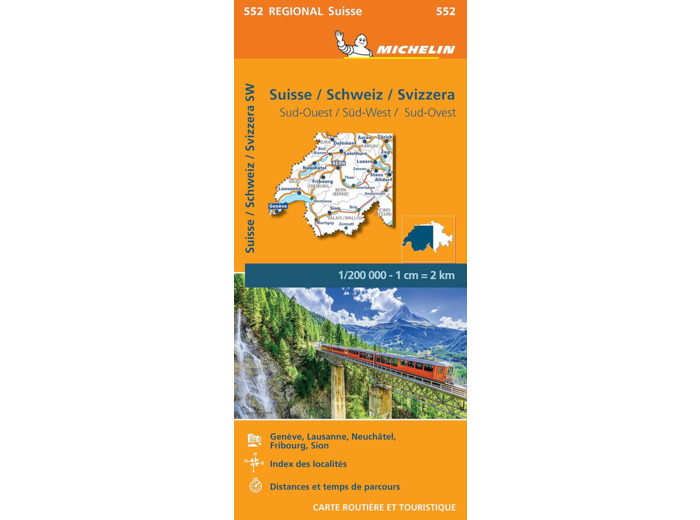 CARTE REGIONALE SUISSE / SCHWEIZ / SVIZZERA SUD-OUEST / SUD-WEST / SUD-OVEST