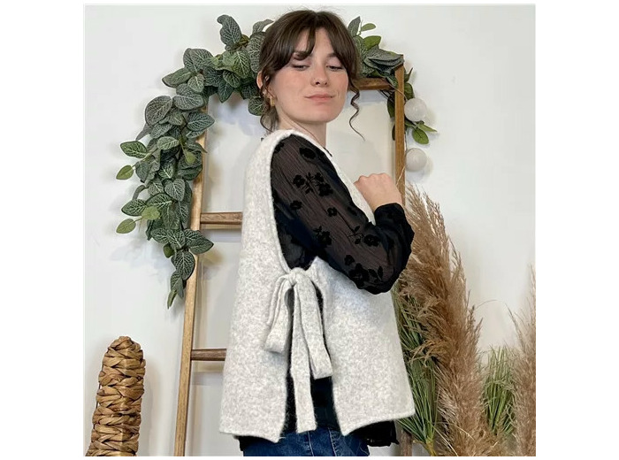 K031- Pull sans manches Noeuds (gris)