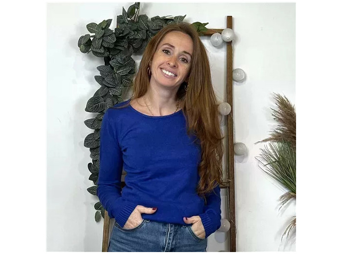 Y256- Pull Laine Cachemire "Tricotonic" (les T36&40) (bleu royal)