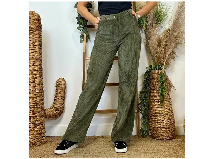 L811- Flare en velours (T36-T42) 🇮🇹 (kaki)