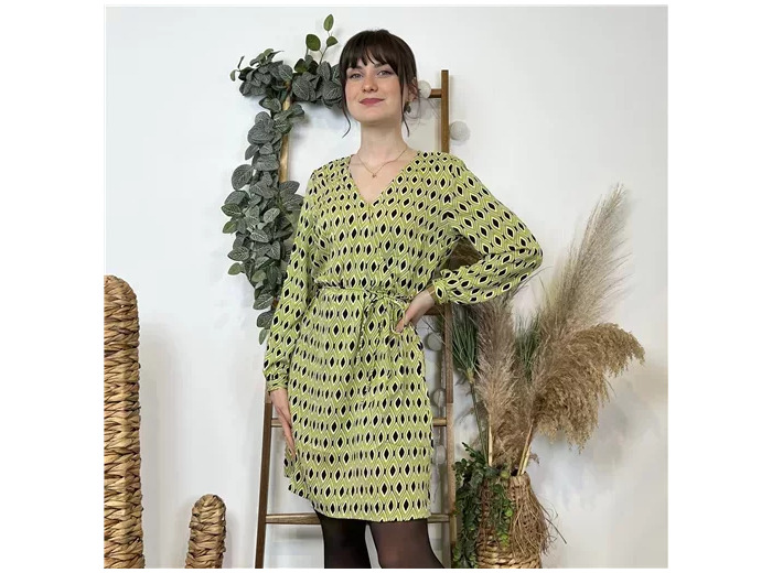 K591- Robe Akoz Losanges (T36-T42) (vert anis)