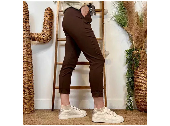 L749- Pantalon Stretch (T36-T50) 🇮🇹 (marron)