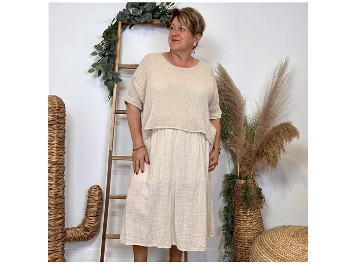 K194- Robe Crop-Top (Tu) (beige)