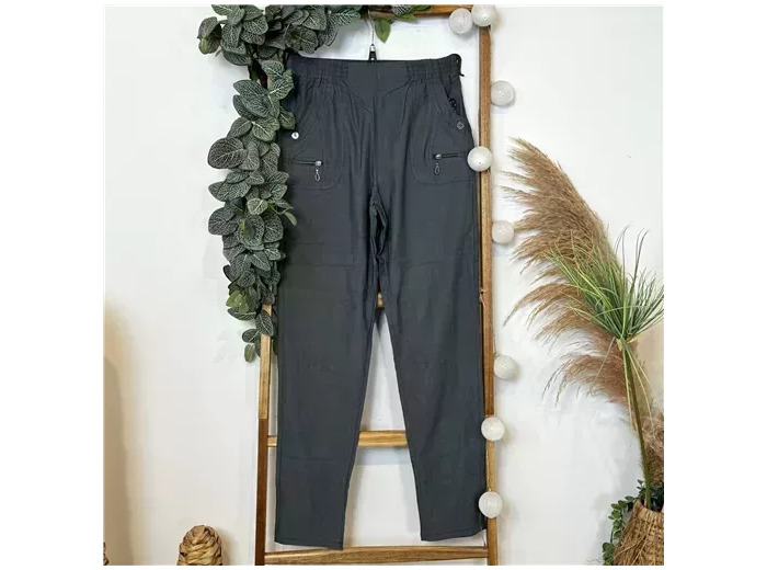 T580- Pantalon confort zips (T38-T52) (gris)