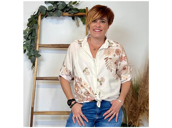K328- Chemise Florale (Tu) 🇮🇹 (beige)