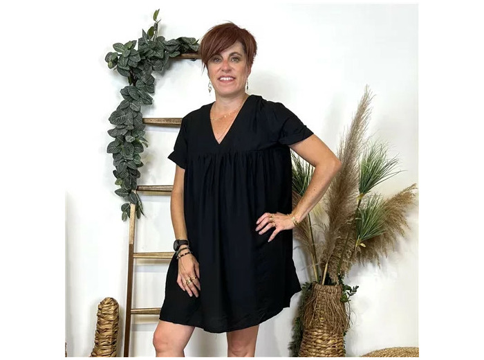 K130- Robe-Short unie (T36-T40) (noir)