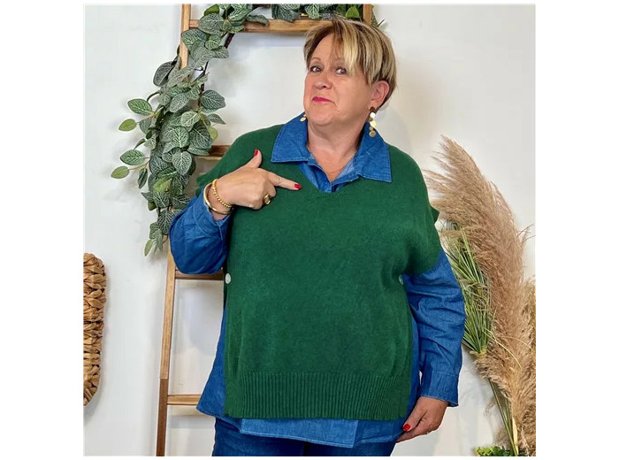 K122- Pull sans manches (Tu) (vert brésil)