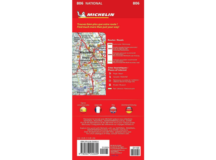 CARTE NATIONALE COLOMBIE / COLOMBIA