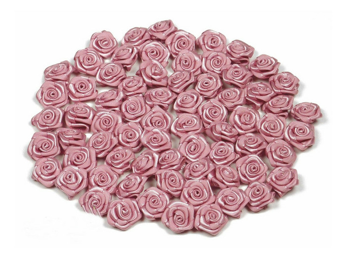 Sachet de 20 petites rose en satin 15 mm VIEUX ROSE 158