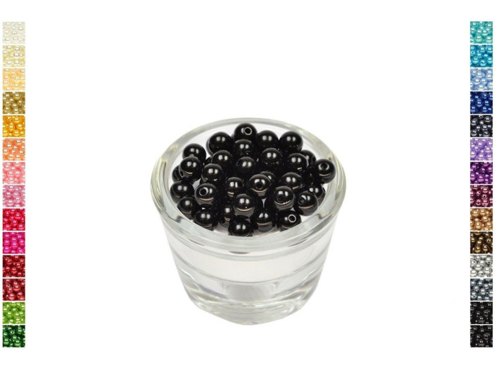 Sachet de 50 perles en plastique 8 mm de diametre noir