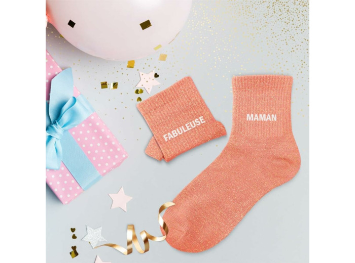 Chaussettes duo à paillettes Fabuleuse maman