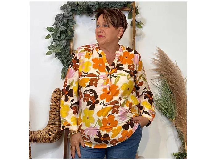 Z101- Blouse « Christy "Seventies" (T44-T52) (marron)