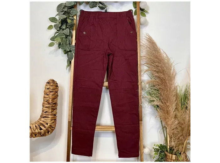 T546- Pantalon Confort Chaud (T38-T52) (bordeaux)