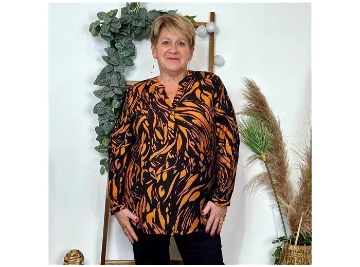 K835- Blouse "Marbrée" Christy (T44-T52) (rouille)