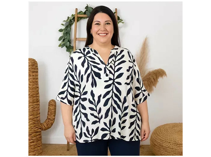 Z753- Blouse Curvy Manches courtes (T54-T58) (marine)