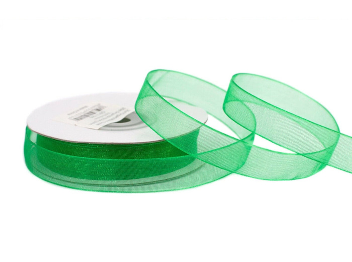 Ruban organza 12 mm de large bobine de 25 metres de long vert fonce
