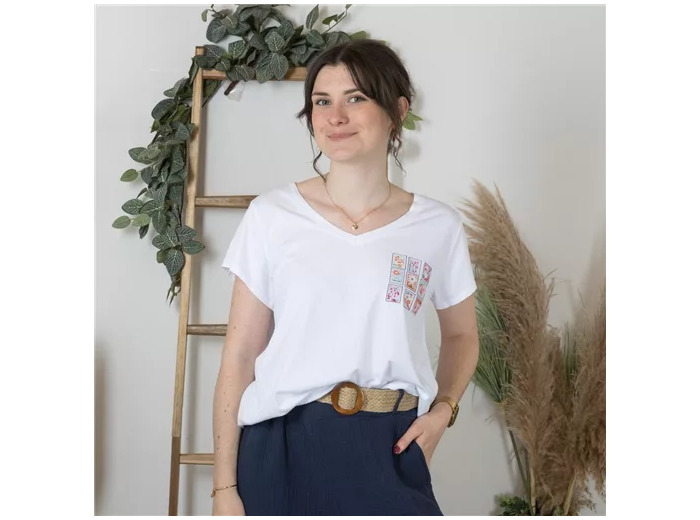 K176- T-Shirt "Timbres" (Tu) 🇮🇹 (blanc)
