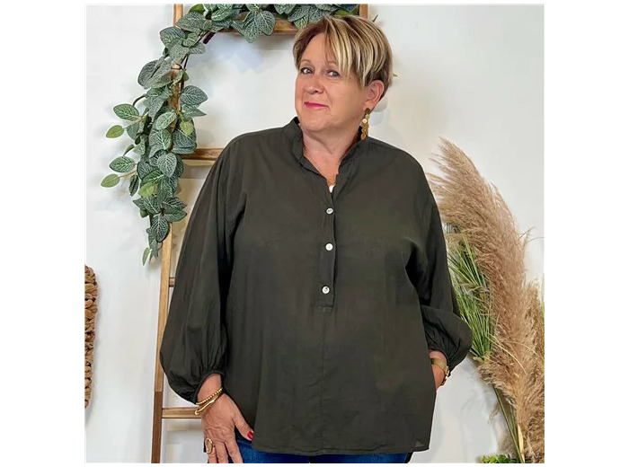 Z135- Blouse Coton unie (Gt) (marron)