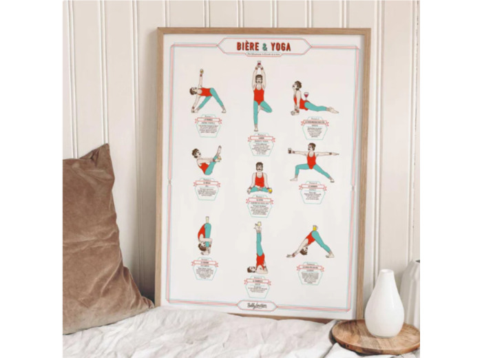Affiche Bière et yoga homme