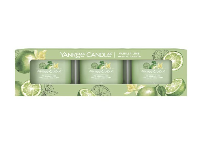 LOT DE 3 VOTIVES EN VERRE - VANILLE ET CITRON VERT