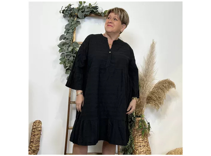 K507- Robe coton délavé C'Mélodie (noir)