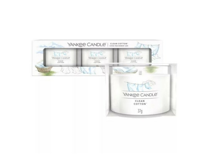 LOT DE 3 VOTIVES EN VERRE - COTON FRAIS