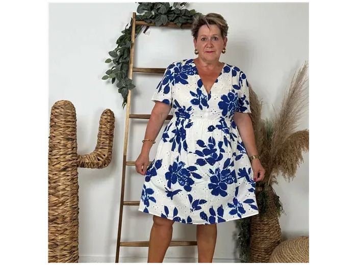 K144- Robe courte « Coton » Maëlle (T40-T48) (blanc)