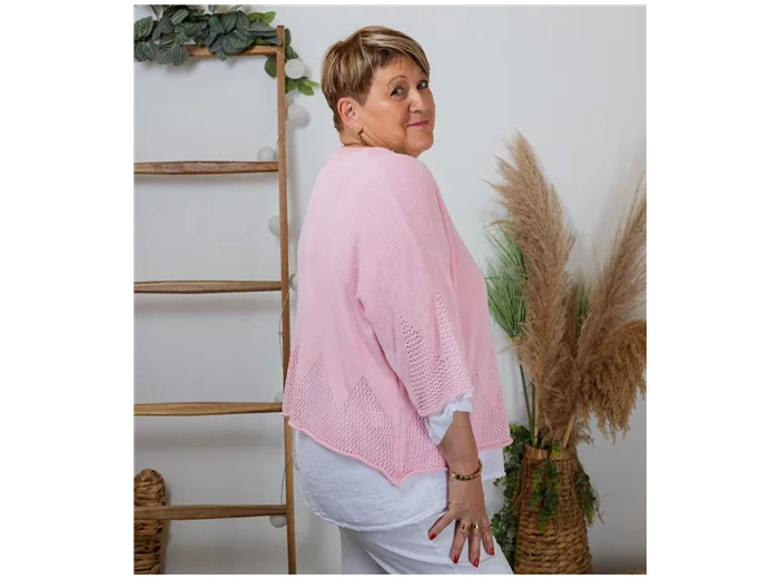 K407- Pull imprimé (Tu) 🇮🇹 (rose bébé)