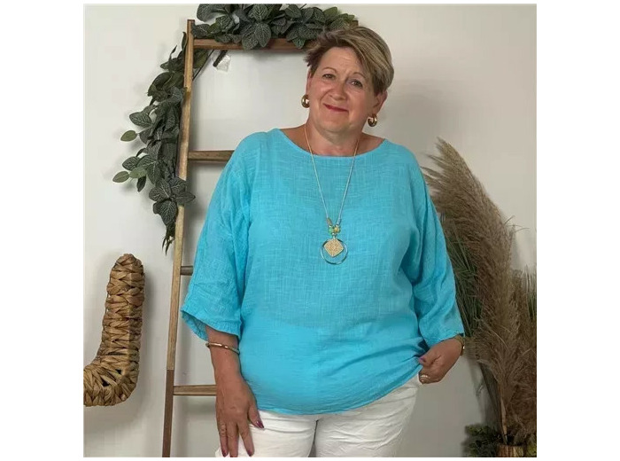 Z336- Tunique 100% coton (Tu) (bleu turquoise)