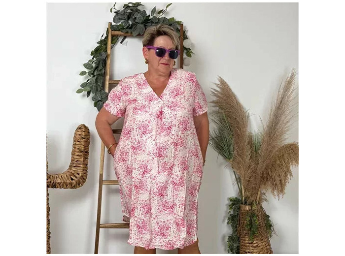 Z329- Robe Christy "Fleurettes" (T44-T52) (fuchsia)