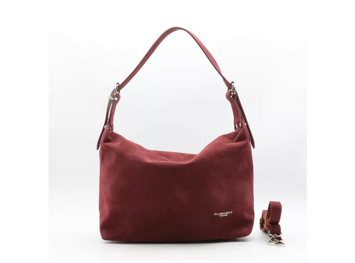 P402- Sac besace aspect Daim Flora & Co (bordeaux)