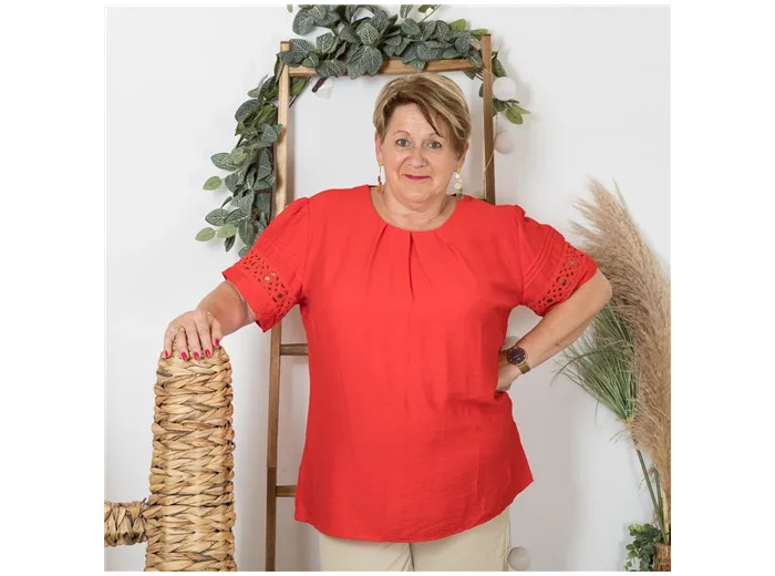 K755- Tunique unie Christy (T44-T52) (rouge)