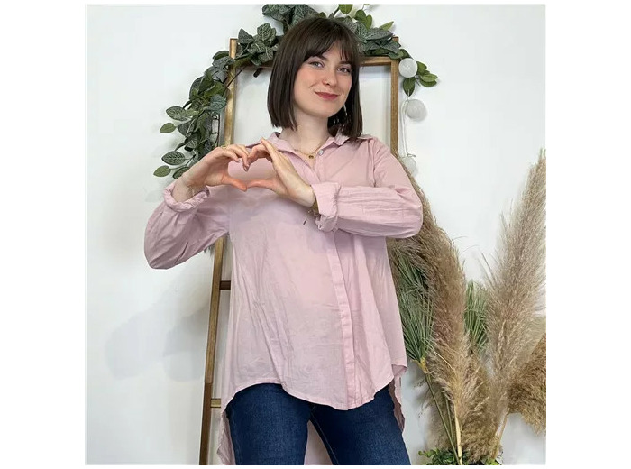 K503- Chemise fluide coton (Tu) 🇮🇹 (rose poudré)
