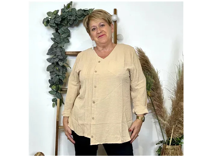 K836- Tunique Christy à boutons (T44-T52) (beige)