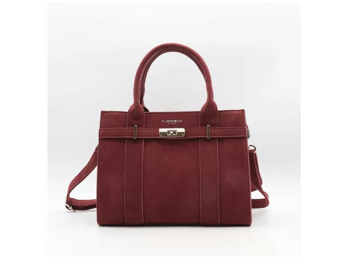 P399- Sac porté main aspect Daim Flora & Co (bordeaux)