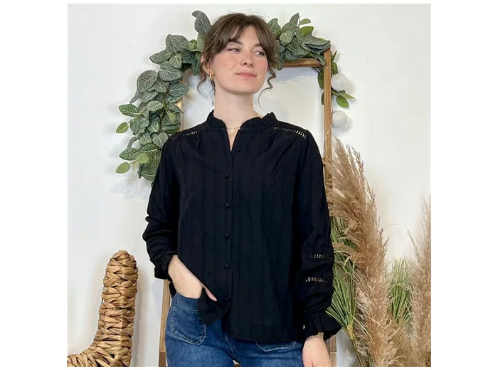 K100- Chemise Brodée By One (T36-T40) (noir)