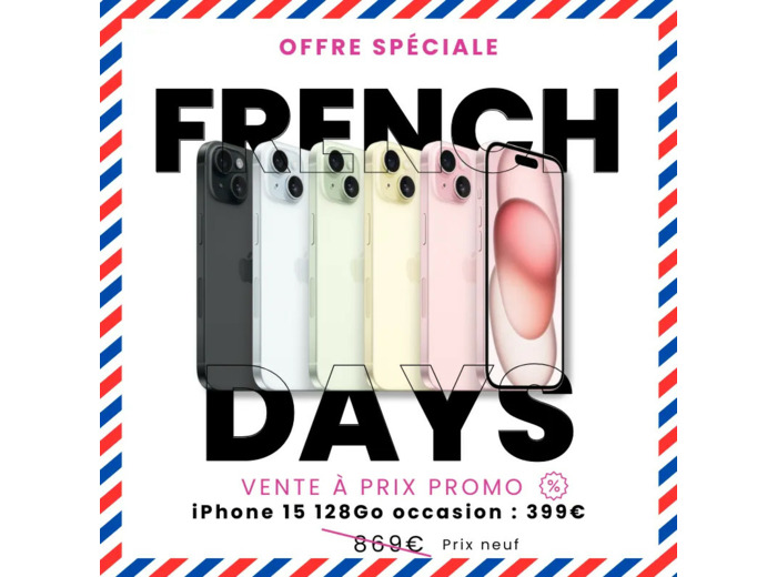 FRENCH DAYS - iPhone 15 128Go - Occasion à seulement 399€