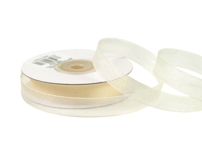 Ruban organza 12 mm de large bobine de 25 metres de long champagne