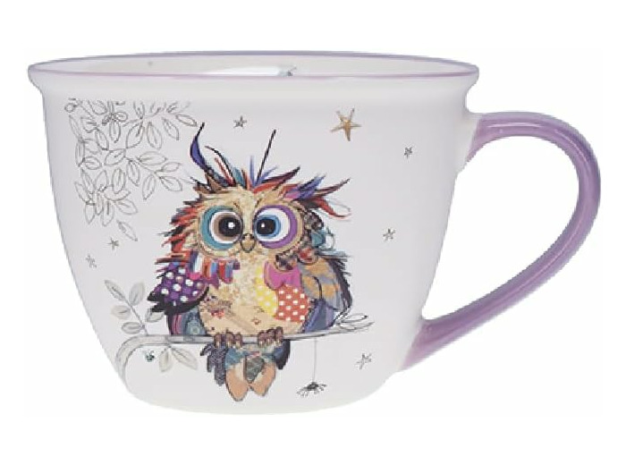 KIUB Bol timbale avec une anse - Motif jeune chouette des bois- matière porcelaine fine - contenance 550ML