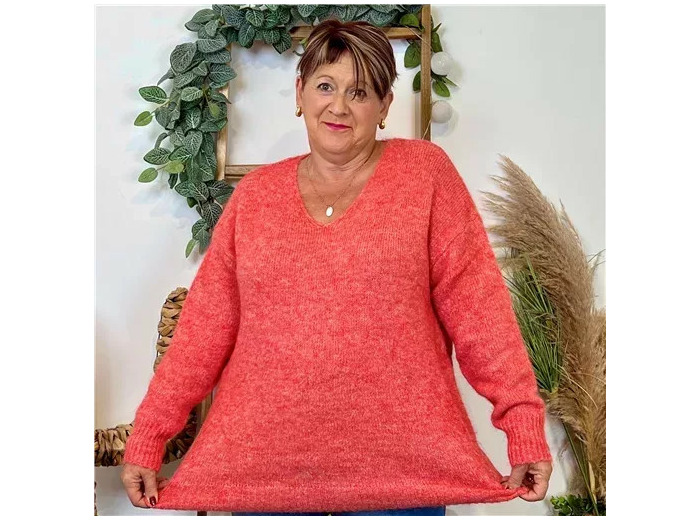 Z133. Pull Christy Grande Taille (corail)