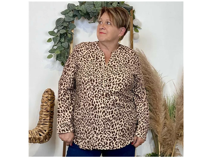 Z078- Blouse Christy "Léopard" (T44-T52) (marron)